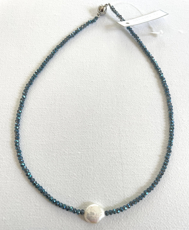 Crystal and Coin Pearl Necklace, assorted colors