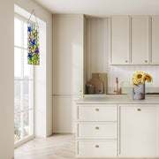 28"H Floral Purple Iris Stained Glass Window Panel