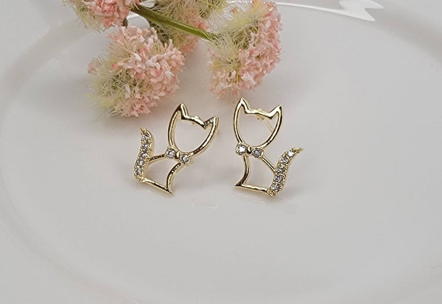 Silhouette Cat Post Earrings