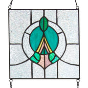 29"H Art Deco Tryptic Stained Glass Window Panel