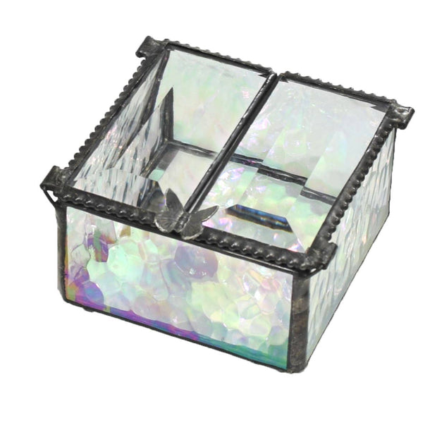 Clear Double Hinged Glass Jewelry Box