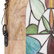 36"H Arched Geometric Floral Stained Glass Window Panel