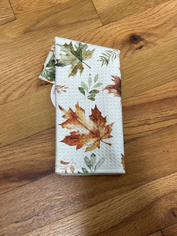 Brown & Green Maple Leaves Multi-Purpose Wash Cloth