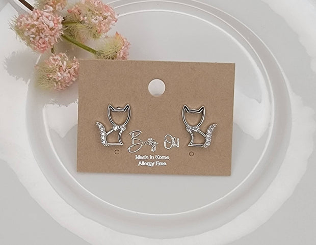 Silhouette Cat Post Earrings