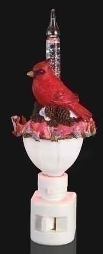 6" Cardinal with Holly Bubble Night Light