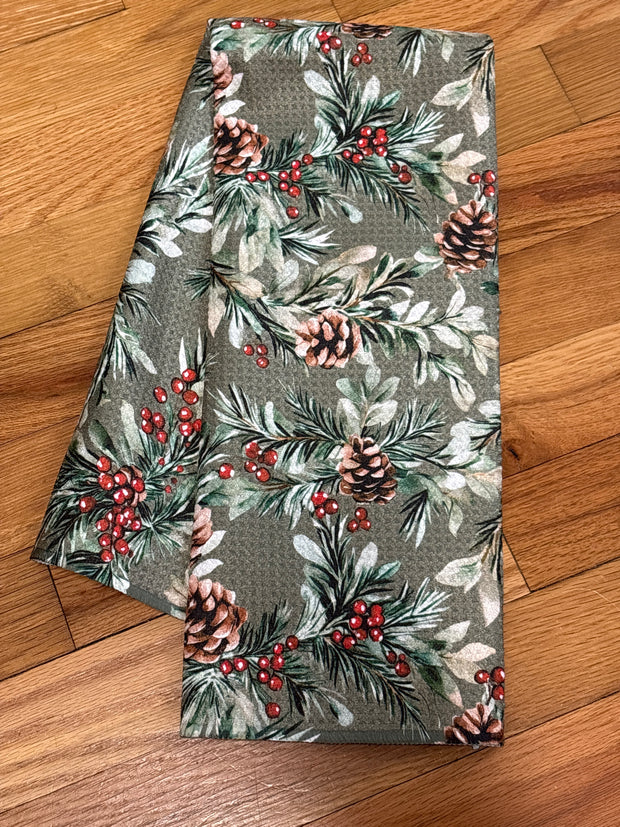 Pine Cones & Berries Eco-Dishtowel