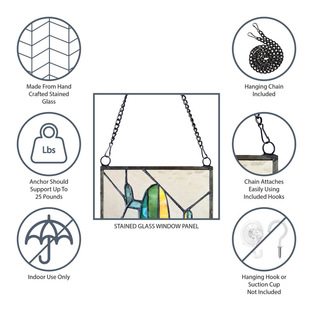 17"H Tiffany-Style Halloween Cat Stained Glass Window Panel