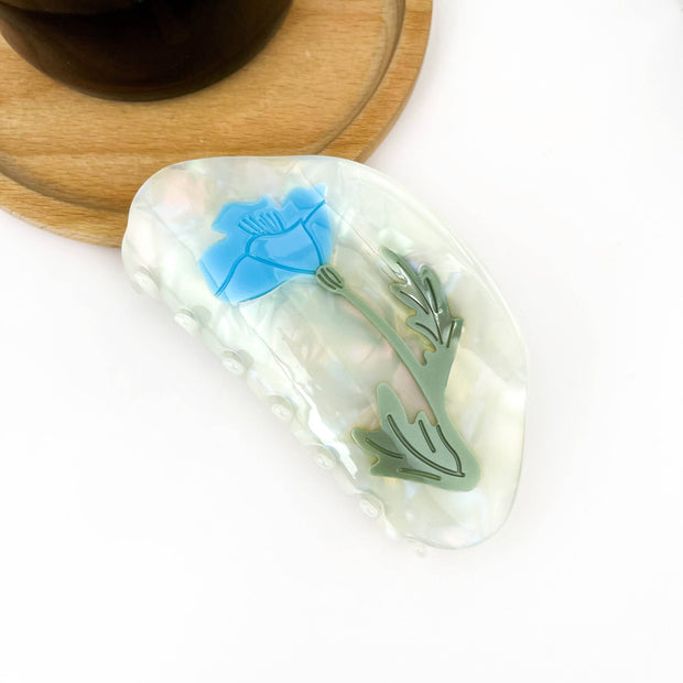 Blue Daffodil Hair Claw Clip, Spring Flower Hair Clip