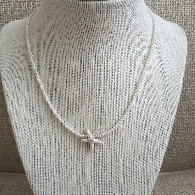 Starfish with Small Pearl Necklace