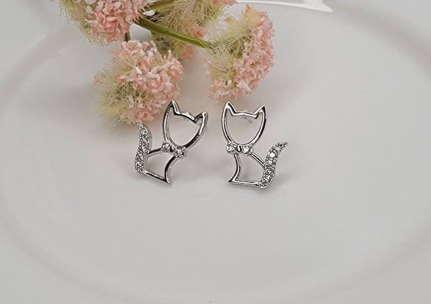 Silhouette Cat Post Earrings