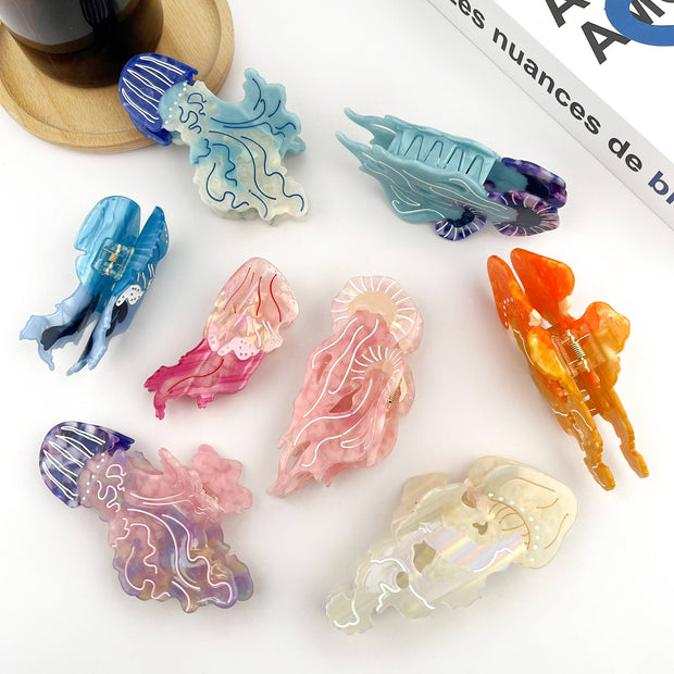 Jellyfish Claw Clip, Acetate Marine Life Series Hair Clip