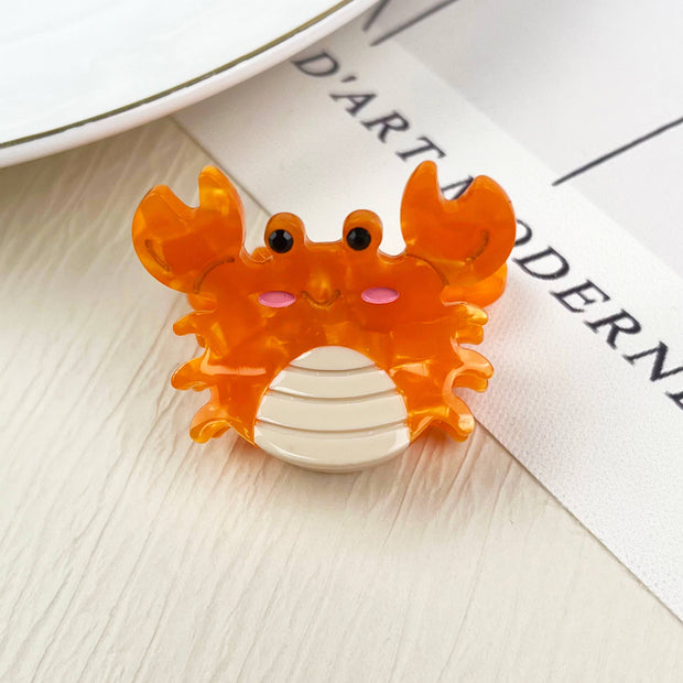 Acetate mini marine life hair clip crab conch claw clip
