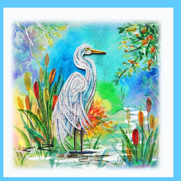 Egret & Cattails Quilling Card