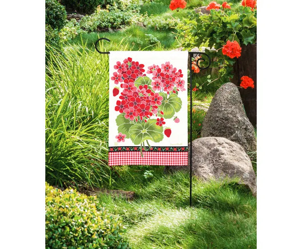 Gingham Geranium Garden Flag