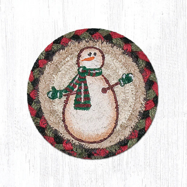 5" Jute Coaster Moon & Stars Snowman