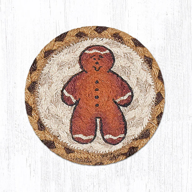 5" Jute Coaster Gingerbread Man