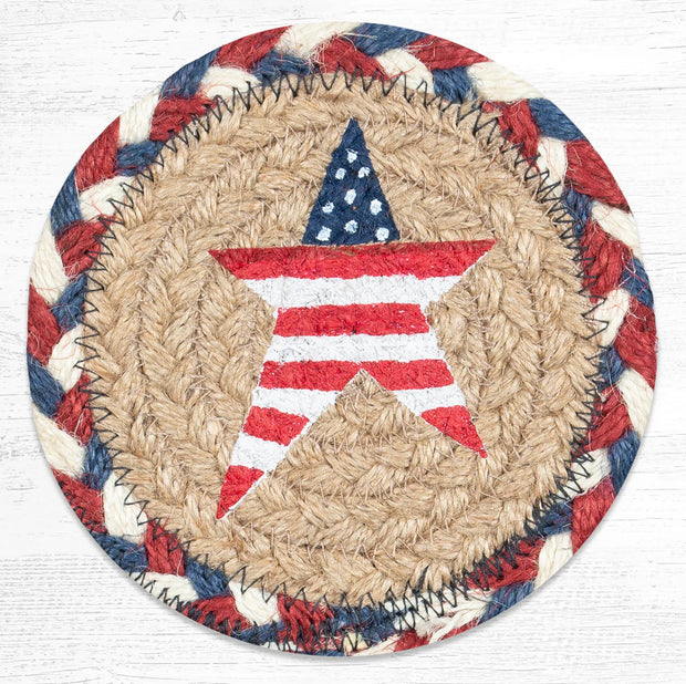 5" Jute Coaster Primitive American Star