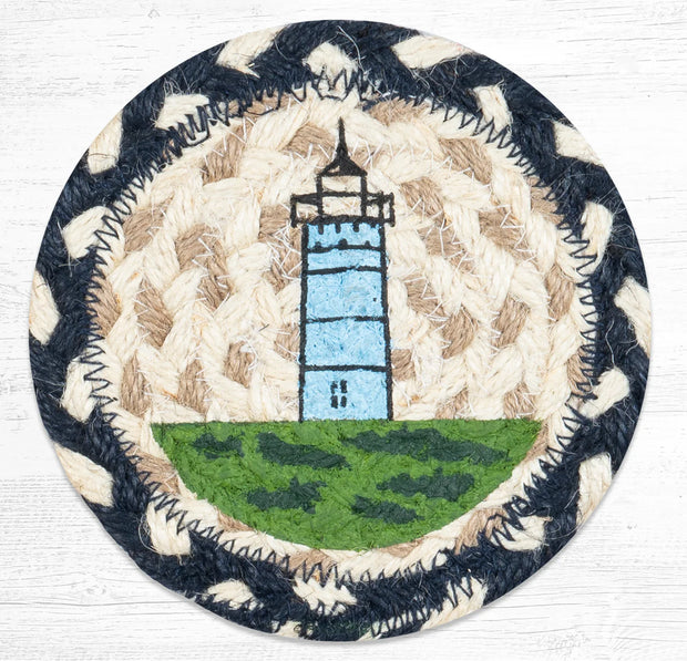 5" Jute Coaster Nubble Lighthouse