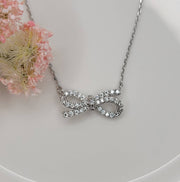Sparkly Silver Bow Necklace