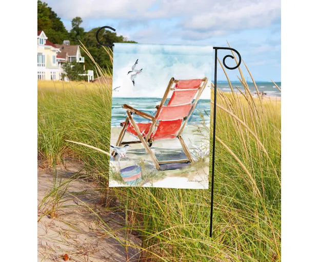 Red Beach Chair Garden Flag