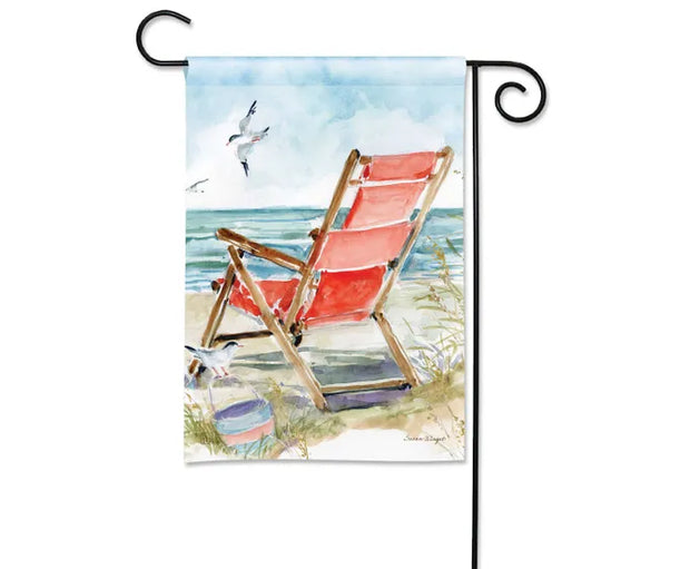 Red Beach Chair Garden Flag