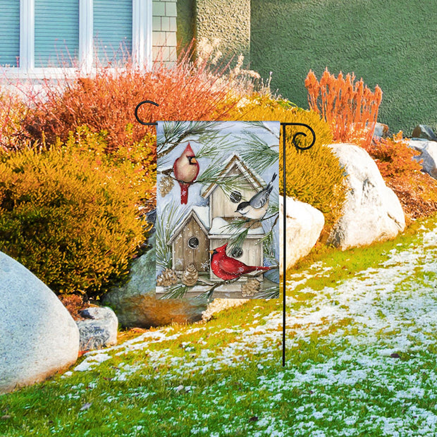 Winter Bird Houses Garden Flag