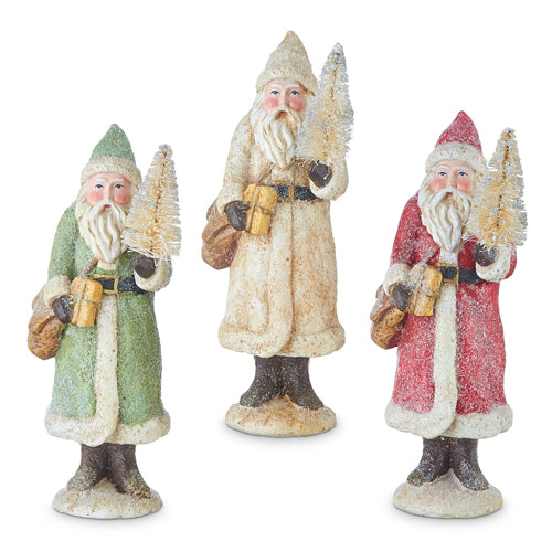 8.5" Glittered Santa, 3 Colors