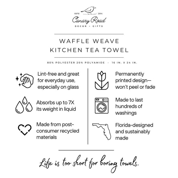 Christmas Ornament Floral Kitchen Tea Towel Waffle Holiday