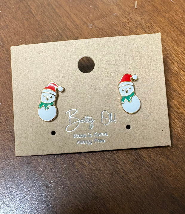 Enameled Christmas Stud Earrings
