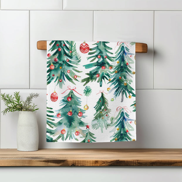 Christmas Tree Kitchen Tea Towel Waffle Holiday Decor Gift