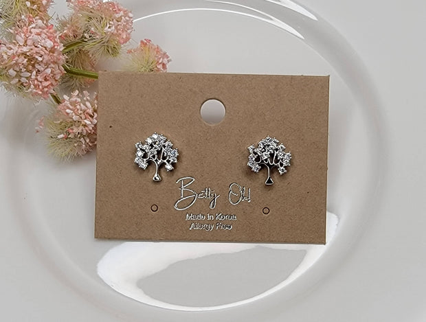 Tree Stone Post Earrings