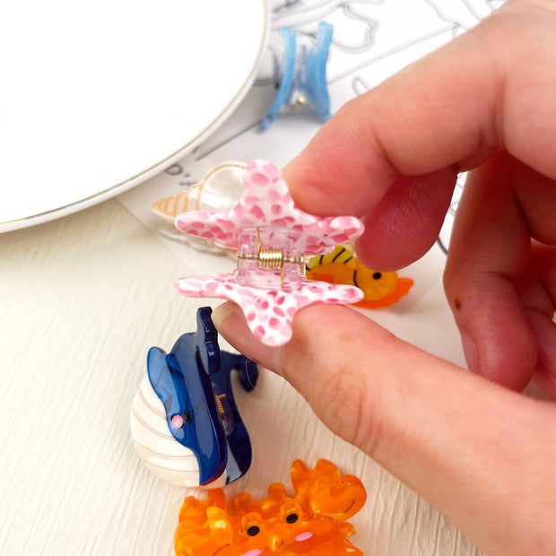 Acetate mini marine life hair clip crab conch claw clip