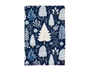 Winter Trees Snow Blues Floral Holiday Baking Kitchen Towel