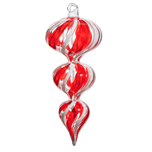 6.5" Peppermint Finial Blown Glass Ornament