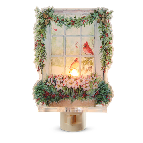 Cardinals in Window Nightlight