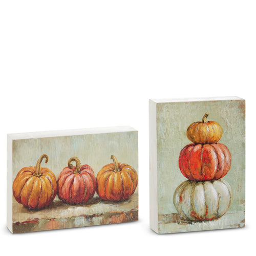 10" Pumpkin Trio Block Art