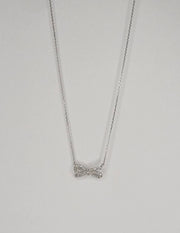Sparkly Silver Bow Necklace
