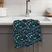 Christmas Navy Garland Kitchen Tea Towel Waffle Holiday