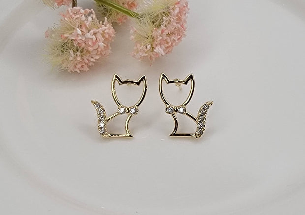 Silhouette Cat Post Earrings