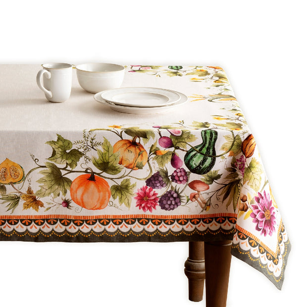 54" Square Table Cloth - Pumpkin Garden Cloudy Cream