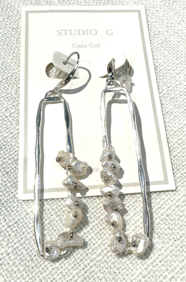 Keshi Long Rectangle Loop Earring