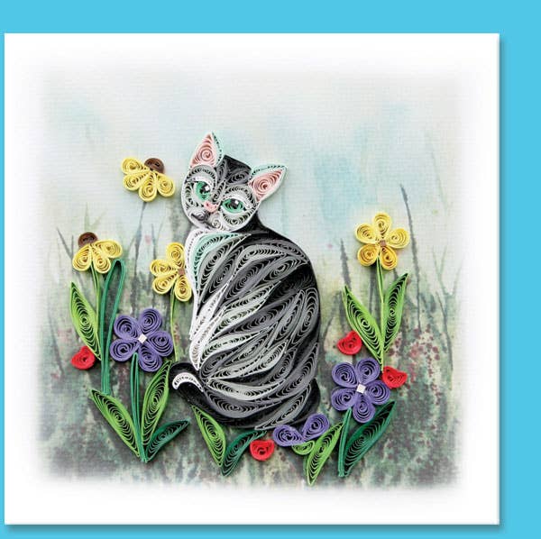 Grey/Black Cat Quilling Card