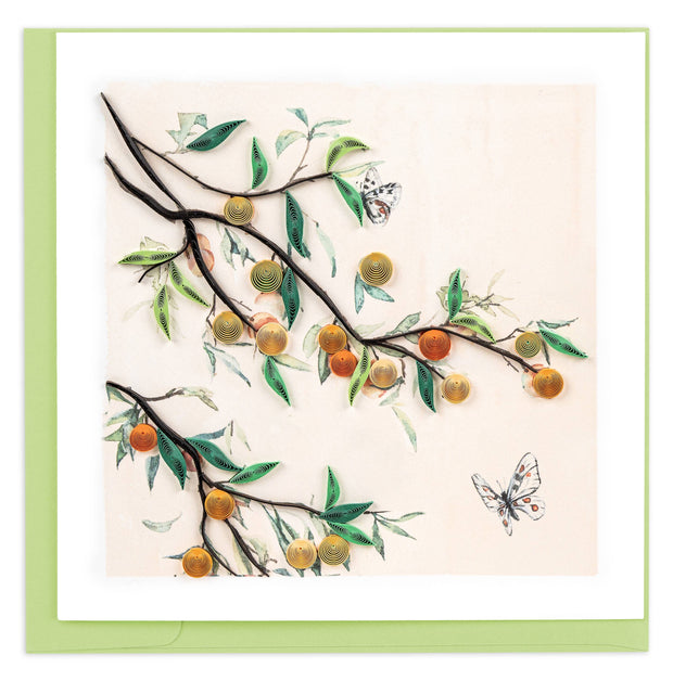 Quilled Plum Branch & Butterflies Greeting Card
