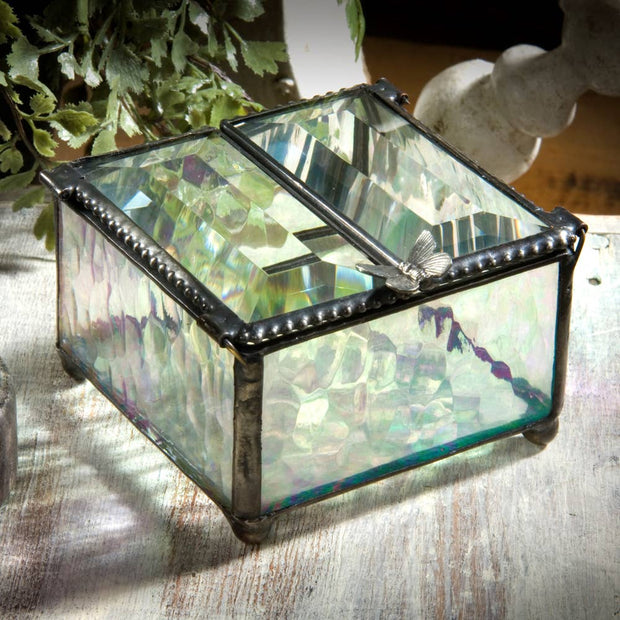Clear Double Hinged Glass Jewelry Box