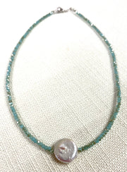 Crystal and Coin Pearl Necklace, assorted colors