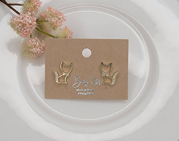 Silhouette Cat Post Earrings