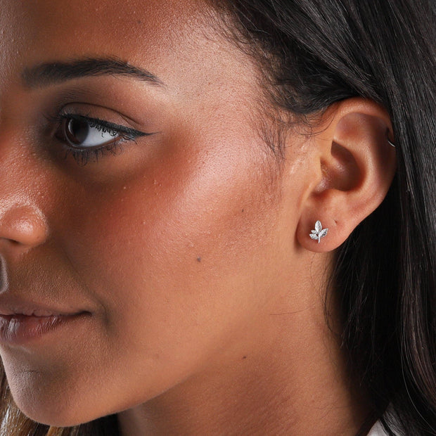 'Let love grow' leaf earrings SILVER