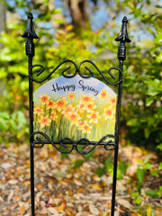 Daffodils Happy Spring Garden Sign
