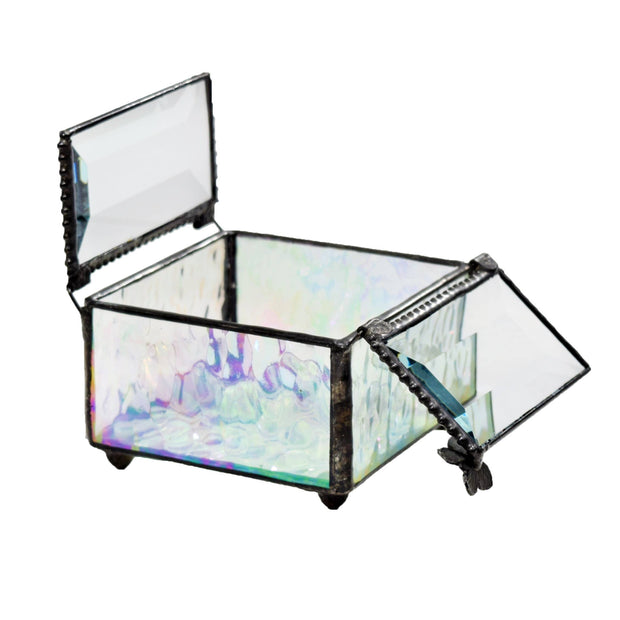 Clear Double Hinged Glass Jewelry Box