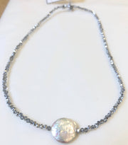 Crystal and Coin Pearl Necklace, assorted colors